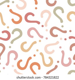 Quiz seamless pattern. Question marks, doubt, faq background. Simple endless repeating motif. Vector illustration.