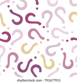 Quiz seamless pattern. Question marks, doubt, faq background. Simple endless repeating motif. Vector illustration.
