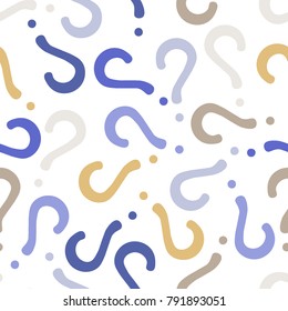 Quiz seamless pattern. Question marks, doubt, faq background. Simple endless repeating motif. Vector illustration.