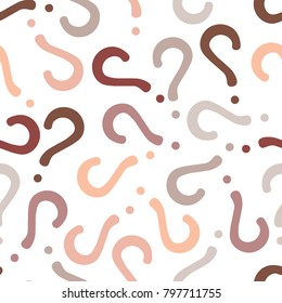 Quiz seamless pattern. Question marks, doubt, faq background. Simple endless repeating motif. Vector illustration.