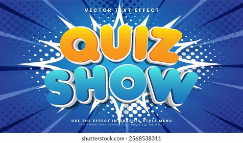 Quiz Show 3d Editable Text Effect Template suitable for Comic Style