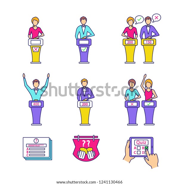 quiz show color icons set intellectual industrial stock image quiz show games online