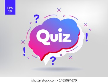 Quiz show question. Exam test education knowledge vector concept. Button icon. Announcement poster. Did you know.