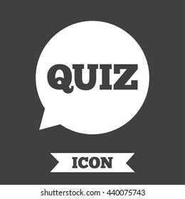 Quiz speech bubble sign icon. Questions and answers game symbol. Graphic design element. Flat quiz symbol on dark background. Vector