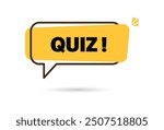 Quiz with speech bubble symbols, concept of questionnaire show sing, quiz button, question competition, exam, interview modern emblem design vector illustration isolated on orange background eps