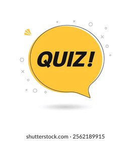 Quiz with speech bubble symbols, concept of questionnaire show sing, quiz button, question competition, exam, interview modern emblem design vector illustration isolated on orange background eps