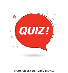 Quiz with speech bubble symbols, concept of questionnaire show sing, quiz button, question competition, exam, interview modern emblem design vector illustration isolated on orange background eps