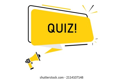 Quiz symbol. Megaphone vector banner for marketing design. Quiz bubble yellow banner.