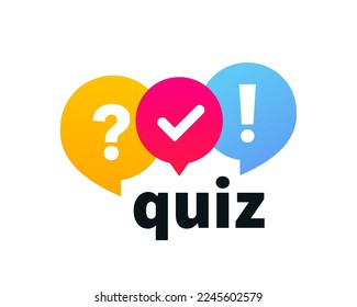 Quiz symbol. Questionnaire icon, survey sign, flat speech bubble symbols, social communication concept, chats, interviews, voting, discussion, conversation, team dialogue, group chat. For marketing