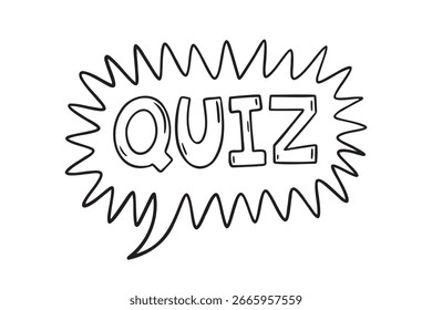 quiz Symbol Sprache Blase Emblem Symbol Doodle handgezeichnet. Das Symbol für die Umrisslinie eines Cliparts. Vektorgrafik