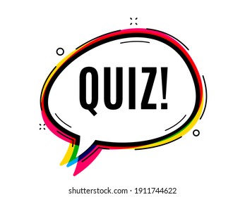 Quiz symbol. Speech bubble vector banner. Answer question sign. Examination test. Thought or dialogue speech balloon shape. Quiz chat think bubble. Infographic cloud message. Vector