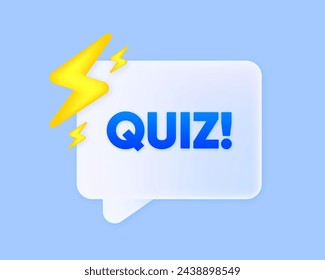 Quiz-Tag 3D-Sprechblasen-Banner im modernen Stil. Fragezeichen beantworten. Quiz-Chat-Sprachnachricht. Vektorgrafik.