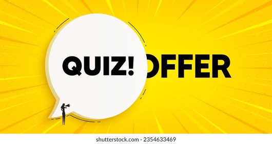 Quiz tag. Chat speech bubble banner. Answer question sign. Examination test symbol. Quiz speech bubble message. Talk box background. Vector