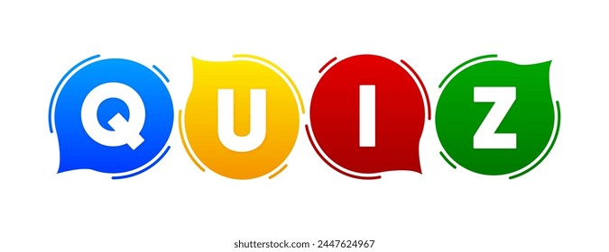Quiz tag. Speech bubble banner in modern style. Answer question sign. Quiz chat speech message. Vector illustration.