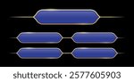 Quiz template. Trivia game layout. Question and answer blue frames with golden border for TV show or social media. Multiple choice test. Vector illustration isolated on black background.