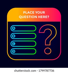 Quiz Template Vector Background Template. This Design Suitable For Education, Answer Or Question. 