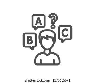 Quiz test line icon. Select answer sign. Business interview symbol. Quality design element. Classic style. Editable stroke. Vector