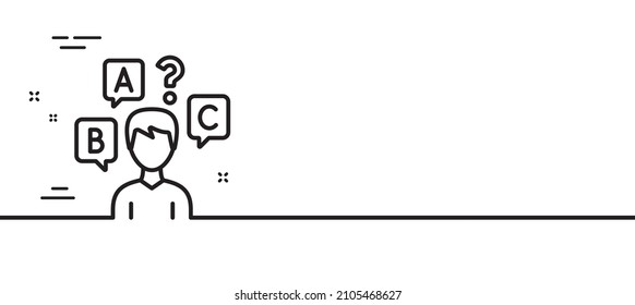 Quiz test line icon. Select answer sign. Business interview symbol. Minimal line illustration background. Quiz test line icon pattern banner. White web template concept. Vector