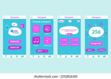Quiz test lottery millionaire menu template. Quiz game frame. Flat vector illustration.