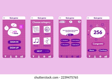Quiz test lottery millionaire menu template. Quiz game frame. Flat vector illustration