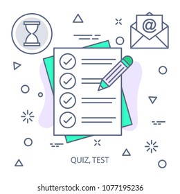 Quiz, test Modern flat color line vector icon