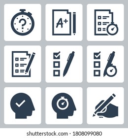 Juego de iconos de vectores relacionados con Prueba y Prueba