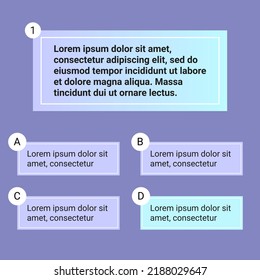 Ilustración del vector de diseño ui de la plantilla de prueba de test de Prueba. Prueba de prueba de la lotería millonaria plantilla. Marco de juego de texto. Botones de preguntas y respuestas. Plantilla de degradado de moda para la prueba.