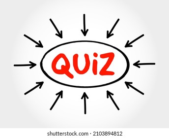 Quiz text with arrows, concept for presentations and reports