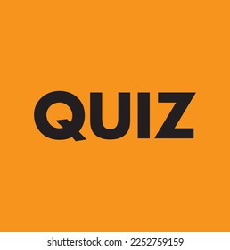 Quiz text on yellow background. Quiz Symbol or emblem with speech bubble. Concept of questionnaire.