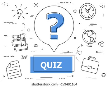 Quiz Thin Line Concept. Vector Illustration