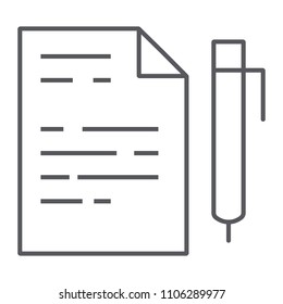 Quiz thin line icon, school and education, exam sign vector graphics, a linear pattern on a white background, eps 10.