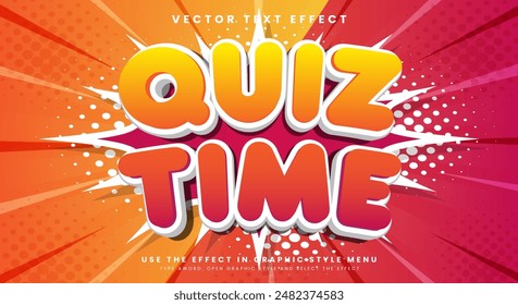 Quiz Time 3d Editable Text Effect Template suitable for Cartoon Style