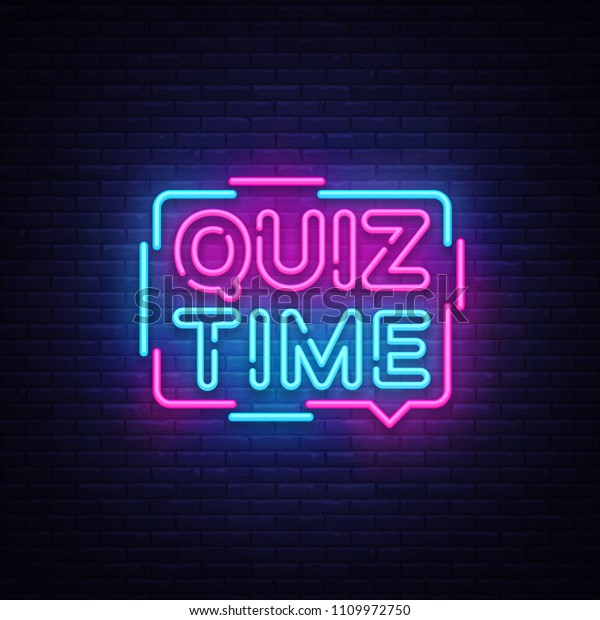 Quiz Time Announcement Poster Neon Signboard Stock Vector (Royalty Free ...