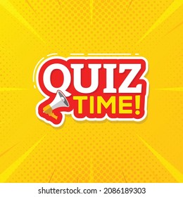 Quiz time banner with megaphone vector graphic