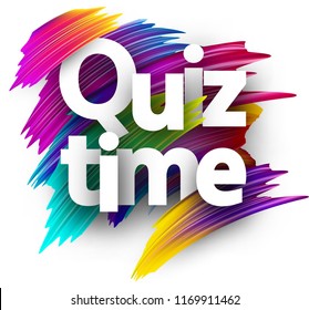 Quiz Time Card. Colorful Brush Design. Vector Background.