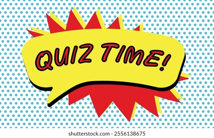 Quiz Time comix strip on doted background. Vector illustration