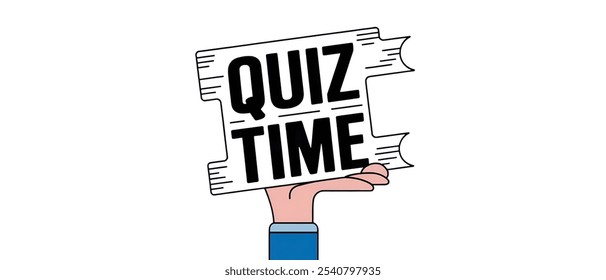 QUIZ TIME creative banner,minimalistic flat vector illustration,plain background