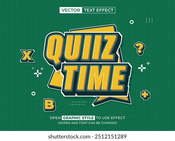 quiz time editable text, font effect, 3d text for title