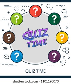 Quiz time flat icons concept. Vector illustration. Element template for design.