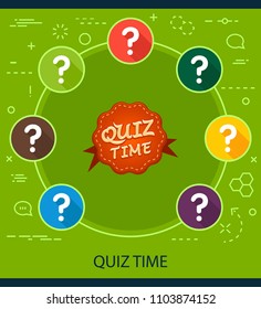 Quiz time flat icons concept. Vector illustration. Element template for design.