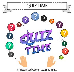 Quiz time flat icons concept. Vector illustration. Element template for design.