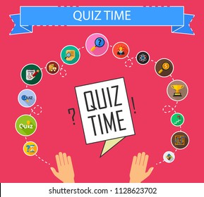 Quiz time flat icons concept. Vector illustration. Element template for design.