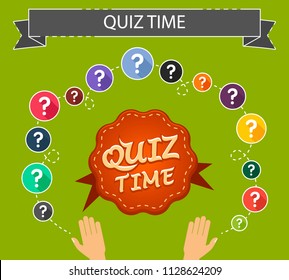 Quiz time flat icons concept. Vector illustration. Element template for design.