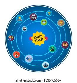 Quiz time flat icons concept. Vector illustration. Element template for design.