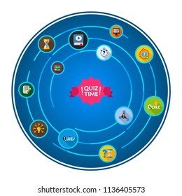 Quiz time flat icons concept. Vector illustration. Element template for design.
