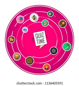 Quiz time flat icons concept. Vector illustration. Element template for design.