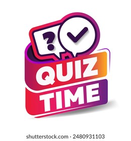 
Quiz time game icon colorful vector logo or poll contest survey bubble with question mark.
