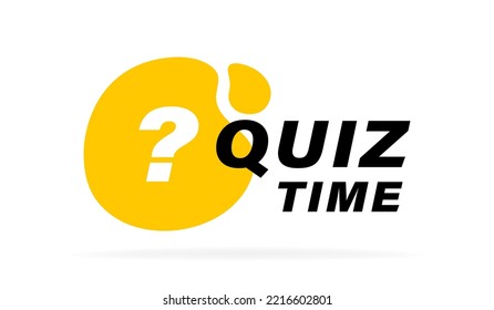 Quiz Zeit geometrisches Abzeichen mit Fragezeichen-Emblem. Bannerdesign für Business und Werbung. Vektorgrafik.
