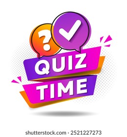 Quiz time label with question mark. Quiz time emblem for business, marketing and advertising. Quiz time logo. Vector illustration.
