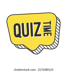 Quiz Time Logo Icon Symbol, Cartoon Yellow Bubble Speech. Vector Illustration Eps 10